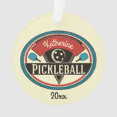 Monogram Aangepaste Pickleball Player Ornament (voorkant)