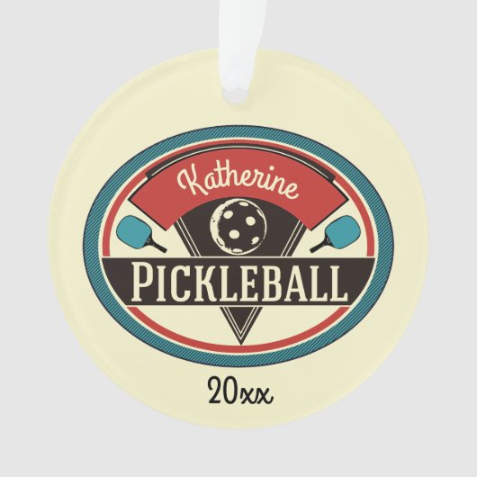 Monogram Aangepaste Pickleball Player Ornament (voorkant)
