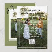 Monogram Aangepaste QR-code voor foto's, groen Kaart (Voorkant / Achterkant)