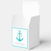 Monogram Aangepaste Rand en Anker Kleur Nautisch Bedankdoosjes (Geopend)