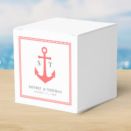 Monogram Aangepaste Rand en Anker Kleur Nautisch Bedankdoosjes
