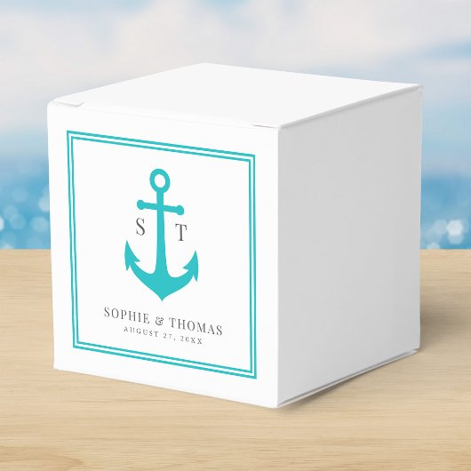 Monogram Aangepaste Rand en Anker Kleur Nautisch Bedankdoosjes