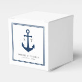 Monogram Aangepaste Rand en Anker Kleur Nautisch Bedankdoosjes (Voorkant Zijde)