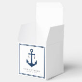 Monogram Aangepaste Rand en Anker Kleur Nautisch Bedankdoosjes (Geopend)