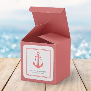 Monogram Aangepaste Rand en Anker Kleur Nautisch Vierkante Sticker