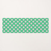 Monogram Aangepaste Retro Madeliefjes Roze en Groe Yogamat (Achterkant (horizontaal))