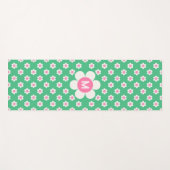 Monogram Aangepaste Retro Madeliefjes Roze en Groe Yogamat (Voorkant (horizontaal))