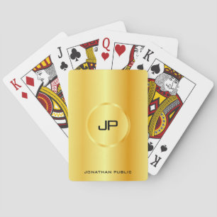 Monogram Aangepaste Sjabloon Gold look Modern Pokerkaarten