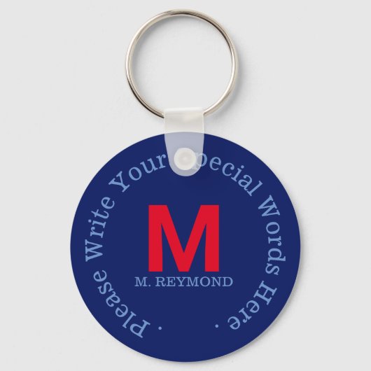 monogram aangepaste tekst blauwe promotionele sleu sleutelhanger (Voorkant)