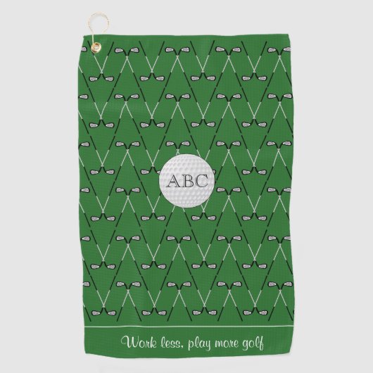 Monogram aangepaste tekst met groen patroon golfhanddoek (Voorkant)