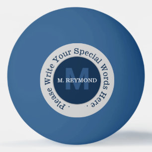 Monogram . Aangepaste tekst op mooie blauwe promo Pingpongbal