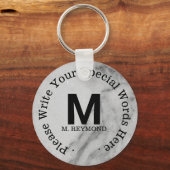 monogram + aangepaste tekst op speciale acties sleutelhanger (Achterkant)