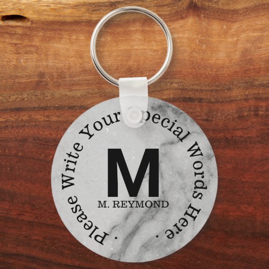 monogram + aangepaste tekst op speciale acties sleutelhanger (Achterkant)