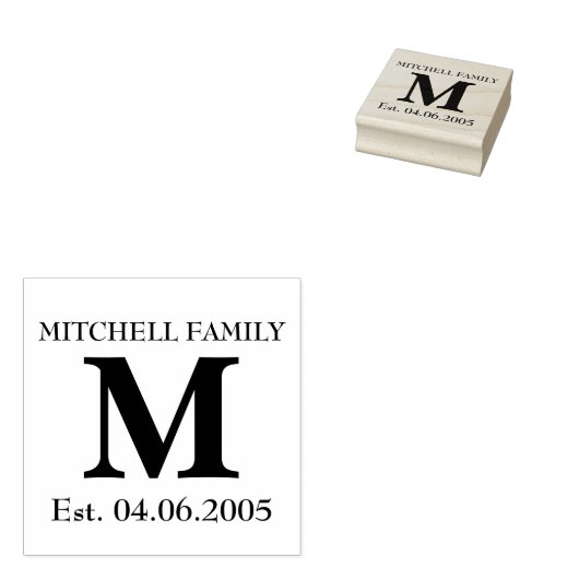 Monogram aangepaste toevoegen jouw naam initiaal b rubberstempel (Gestempeld)