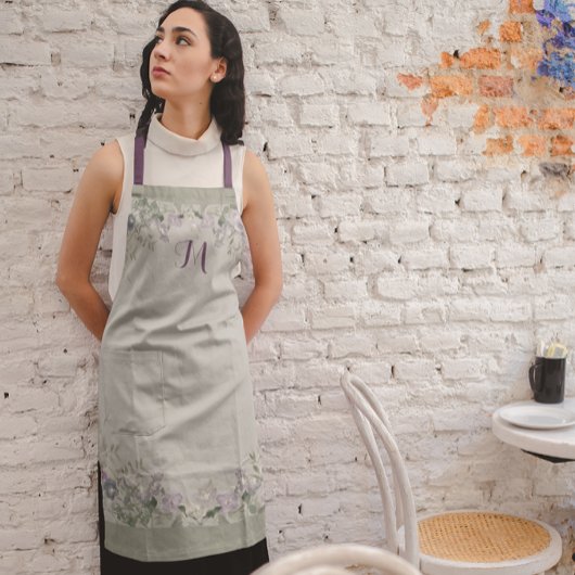Monogram Aangepaste Waterverf Floral Schort