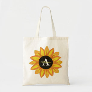 Monogram Aangepaste zonnebloempitten Canvas tas