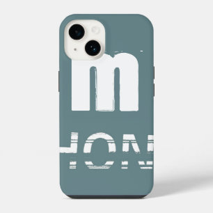 Monogram Aanpasbaar Teal Cool Modern iPhone 14 Hoesje