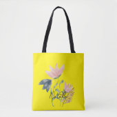 Monogram Aantrekkelijke zomerbloemen l Geel Tote Bag (Voorkant)