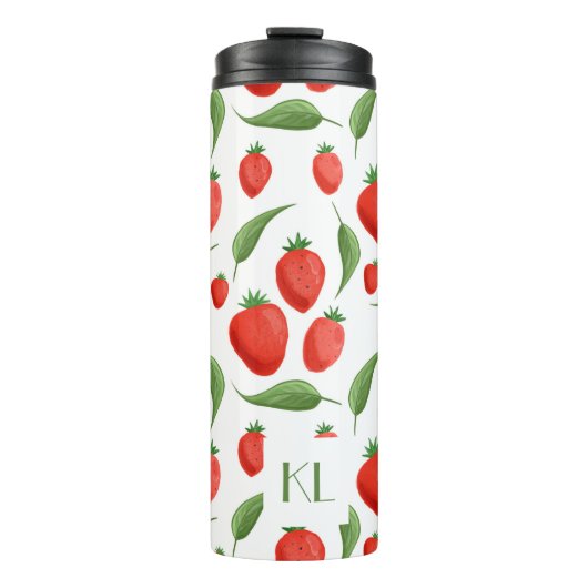 Monogram Aardbei Blad Thermos Bekertje Thermosbeker (Voorkant)