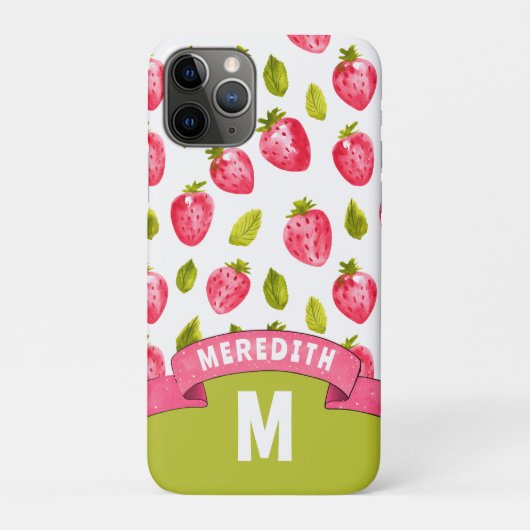 Monogram aardbei Case-Mate iPhone case (Achterkant)