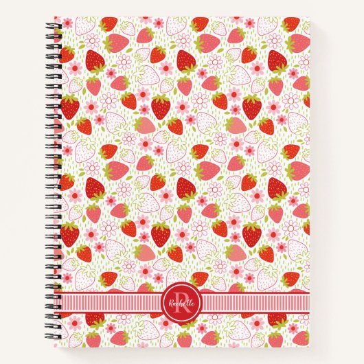 Monogram Aardbei Fruitpatroon Notitieboek (Voorkant)