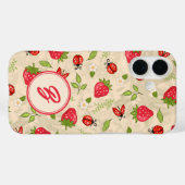 Monogram Aardbei lieveheersbeestjespatroon Case-Mate iPhone Case (Achterkant (horizontaal))