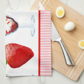 Monogram aardbei sundae ijskom roze strepen theedoek (Quarter Fold)