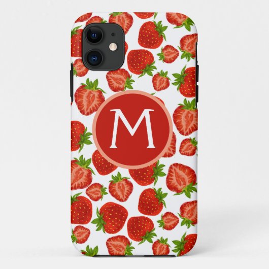 Monogram Aardbeien Aardbei iPhone hoesje (Achterkant)