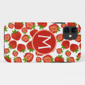 Monogram Aardbeien Aardbei iPhone hoesje (Achterkant (horizontaal))