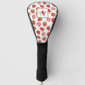 Monogram Aardbeienpatroon geperonaliseerd Golfheadcover (Voorkant)
