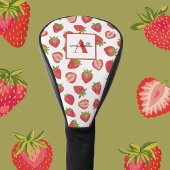 Monogram Aardbeienpatroon geperonaliseerd Golfheadcover