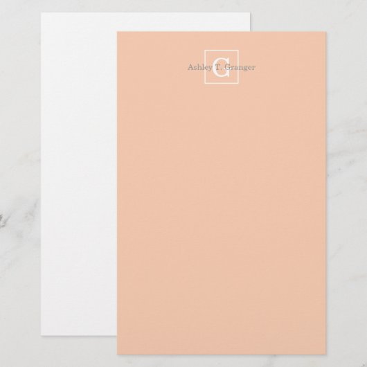 Monogram Abriot White Framed Initiaal Briefpapier (Voorkant / Achterkant)