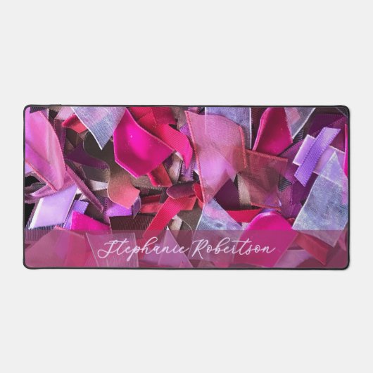 Monogram Abstract 3D Textile Look Pink Purple Red Bureaumat (Voorkant)