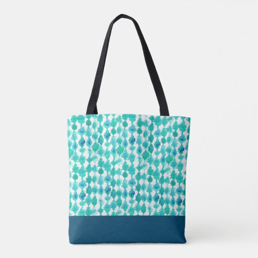 Monogram abstract blauw en Aqua Waterverf Tote Bag (Achterkant)