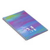 Monogram Abstract Blauw Groen Paars Wit Notitieboek (Rechterzijde)