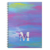 Monogram Abstract Blauw Groen Paars Wit Notitieboek (Voorkant)
