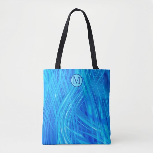 Monogram Abstract blauw lichtpatroonmonogram Tote Bag (Voorkant)