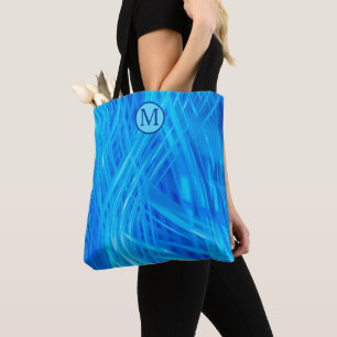 Monogram Abstract blauw lichtpatroonmonogram Tote Bag