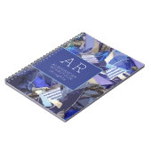 Monogram abstract blauw marineblauw paarse witte s notitieboek (Linkerzijde)