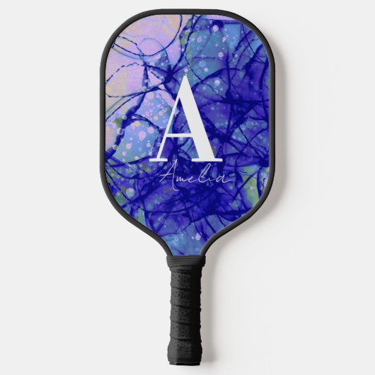 Monogram Abstract blauw Pickleball Paddle (Achterkant)