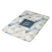 Monogram Abstract Blauw Tranquil Strandpatroonbad Badmat (Gekanteld)