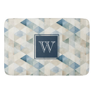 Monogram Abstract Blauw Tranquil Strandpatroonbad Badmat