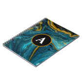 Monogram abstract Blauwgroen goud Waterverf Notitieboek (Linkerzijde)