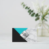 Monogram Abstract Blauwgroen, zwart en marmer Visitekaartje (Staand voorkant)