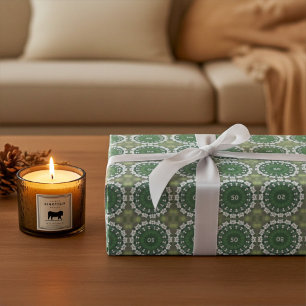 Monogram Abstract Bloemen Elegant Lentegroen Cadeaupapier