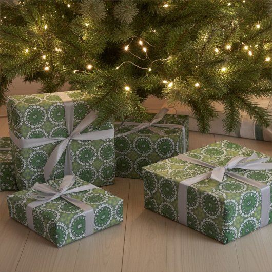 Monogram Abstract Bloemen Elegant Lentegroen Cadeaupapier