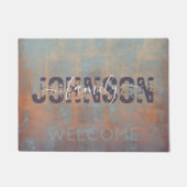 Monogram abstract Blue Rust Paars rustige Familie Deurmat (Voorkant)