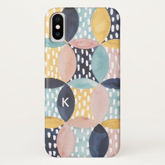 Monogram | Abstract cirkelpatroon Case-Mate iPhone Case (Achterkant)