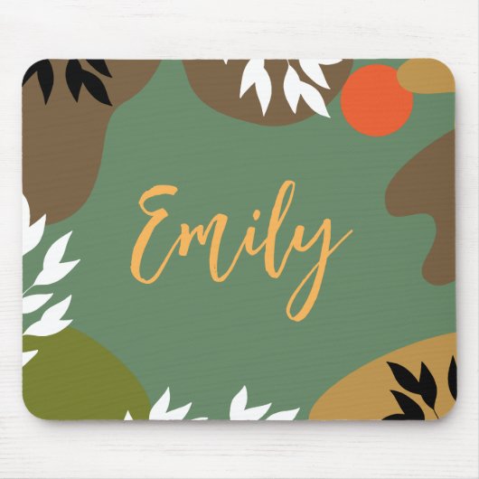 Monogram Abstract en natuur volle maan groen Muismat (Voorkant)