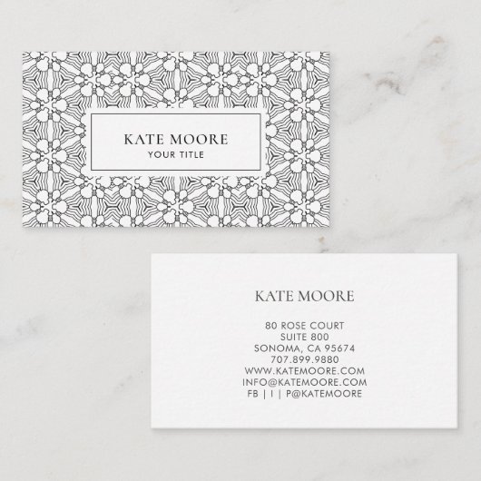 Monogram Abstract geometrisch patroon Visitekaartje (Voorkant / Achterkant)